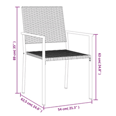 Vidaxl 3-részes polyrattan és acél kerti étkezőgarnitúra (3187019)