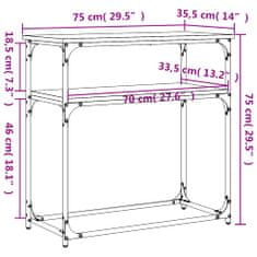 Vidaxl szürke sonoma színű szerelt fa konzolasztal 75x35,5x75 cm 834073