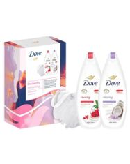 Dove  Radiantly Refresh Reviving tusfürdő + Relaxing tusfürdő + szivacs ajándékcsomag