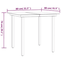 Vidaxl 3-részes polyrattan és acél kerti étkezőgarnitúra párnával (3187017)