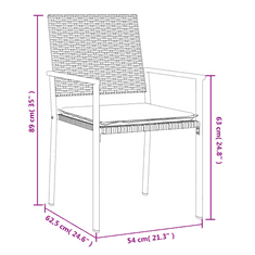 Vidaxl 3-részes polyrattan és acél kerti étkezőgarnitúra párnával (3187001)