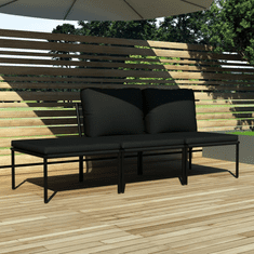 Vidaxl 3 részes fekete PVC kerti ülőgarnitúra párnákkal (48593)