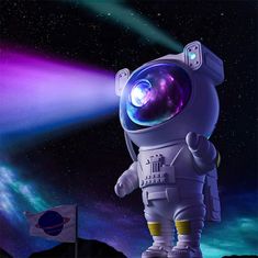 PrimePick Csillagprojektor asztronauta formájában LED fényforrással, éjszakai LED fény asztronauta, amely galaxis effektet ad, USB töltés, időzítő, távirányító, forgatható kar és fej,ajándékötlet, AstronautLamp
