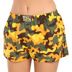 Styx Női boxeralsó art klasszikus gumi terepszínű sárga (K1559) - méret XL