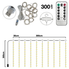 Shopdbest Varázslatos Ünnepi Dekor - 300 Meleg Fényű LED, 8 Villogási Mód