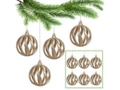 sarcia.eu Arany karácsonyfa csecsebecse, áttört csecsebecse készlet, karácsonyfadíszek 8 cm, 6 db.