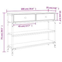 Vidaxl barna tölgyszínű szerelt fa tálalóasztal 100x25x75 cm 834184