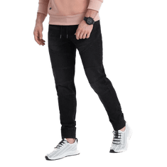 OMBRE Férfi jogger farmernadrág V3 steppeléssel OM-PADJ-0113 fekete MDN123713 XL