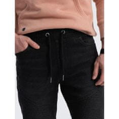 OMBRE Férfi jogger farmernadrág V3 steppeléssel OM-PADJ-0113 fekete MDN123713 XL