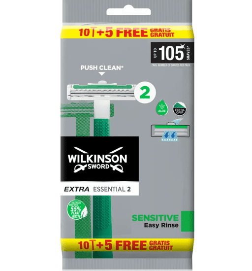 Wilkinson Sword Extra Essential 2 Sensitive eldobható borotva 15 db (W302348500)