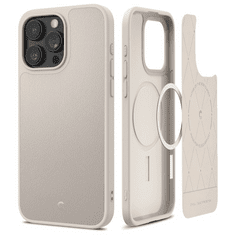 Spigen Apple iPhone 15 Pro Max, Szilikon védőkeret + műanyag hátlap, bőrrel bevont hátlap, Magsafe töltővel kompatibilis, Ciel Cyrill Kajuk Mag, szürke (TS0237)