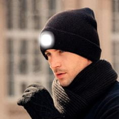 Netscroll Sokoldalú sapka LED lámpával, téli sapka, kiváló láthatóság a sötétben, modern tervezés lehetővé teszi a kéz nélküli megvilágítást, tökéletes futáshoz, kempingezéshez, horgászathoz, LightBeanie