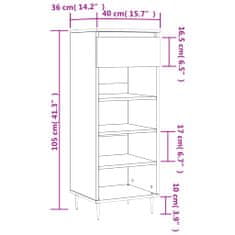 Vidaxl szürke sonoma színű szerelt fa cipősszekrény 40x36x105 cm 831458