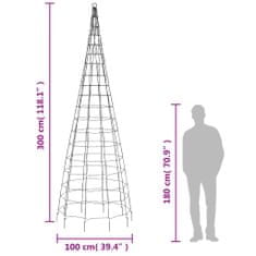 Vidaxl színes karácsonyfa zászlórúdon 550 LED-del 300 cm 358114