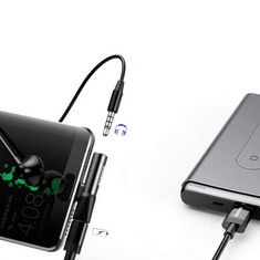 BASEUS Audió és töltő adapter 2in1, elosztó, USB Type-C - USB Type-C töltő + 3.5 mm jack átalakító, 90 fokos/derékszögű csatlakozó, L41, fekete (RS120662)