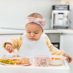 BabyOno Puha műanyag melltartó zsebbel BPA-mentes szürke 6m+