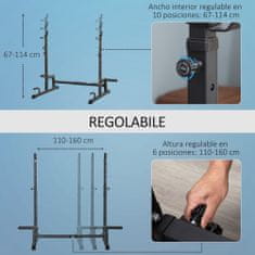 HOMCOM Többfunkciós állvány súlyzókhoz acél, 123-170 x 103 x 111-161 cm, fekete