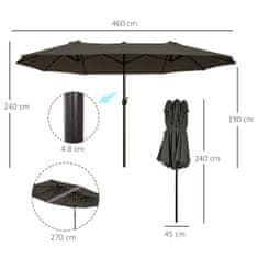 OUTSUNNY kültéri napernyő, Acél / Poliészter, 2.7x4.6x2.4m, Szürke