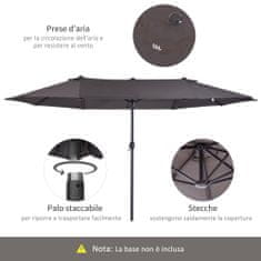 OUTSUNNY kültéri napernyő, Acél / Poliészter, 2.7x4.6x2.4m, Szürke