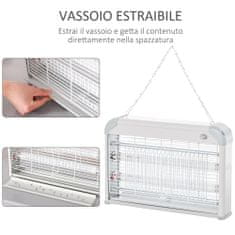 OUTSUNNY UV LED fólia 60m²-hez, anti-szúnyog, elektromos háló, 20 W, ABS / fém, fehér / szürke