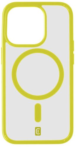 hátlapi védőburkolat Cellularline Pop Mag hátlap Magsafe támogatással Apple iPhone 15 Pro Max készülékhez, átlátszó / lime POPMAGIPH15PRML