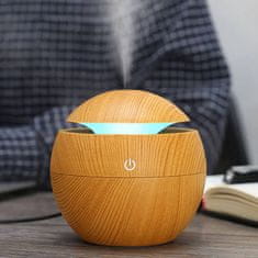 BigBuy Gömb alakú ultrahangos aroma diffúzor világosbarna színben LED világítással - 130 ml (BBV)