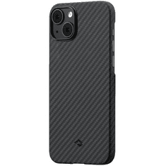 Pitaka Apple iPhone 14 Plus, Műanyag hátlap védőtok, közepesen ütésálló, 600D aramidszállal, Magsafe töltővel kompatibilis, karbon minta, MagEz Case 3, fekete/szürke (XP126918)