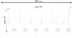 Malatec Karácsonyi fények fényfüggöny 138 LED meleg fehér 8 funkciós hópelyhek 31V