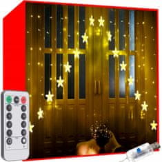 Malatec Karácsonyi fények fényfüggöny 136 LED meleg fehér 8 funkciós USB csillagok