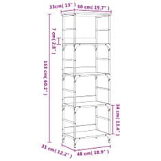 Vidaxl szürke sonoma színű szerelt fa könyvespolc 50 x 33 x 153 cm 835277