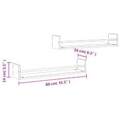 Vidaxl 2 db sonoma tölgy fali polc rúddal 80 x 16 x 14 cm 835440