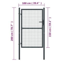 Vidaxl szürke horganyzott acél rácsos kertkapu 100 x 200 cm 145773