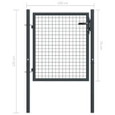 Vidaxl szürke horganyzott acél rácsos kertkapu 100 x 125 cm 145771