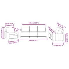 Vidaxl 3 részes kávészínű műbőr ülőgarnitúra párnákkal 3201402