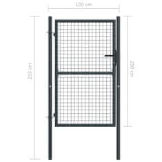 Vidaxl szürke horganyzott acél rácsos kertkapu 100 x 250 cm 145775