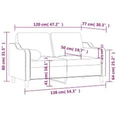 Vidaxl 2 személyes sötétszürke szövet kanapé díszpárnákkal 120 cm 3200838