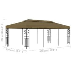 Vidaxl tópszínű pavilon 6 x 3 m 180 g/m² 312245