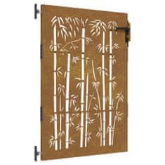 Vidaxl bambuszmintás corten acél kerti kapu 85 x 125 cm 153234