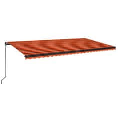 Vidaxl narancssárga és barna kézzel kihúzható napellenző 600 x 350 cm 3069240