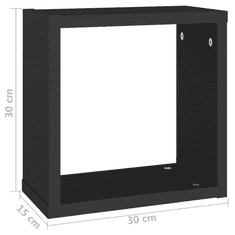 Vidaxl 4 db fekete fali kockapolc 30 x 15 x 30 cm (807002)