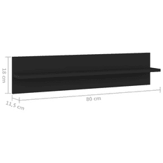 Vidaxl 4 db fekete forgácslap fali polc 80 x 11,5 x 18 cm (807336)