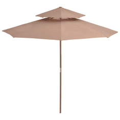 Vidaxl tópszínű kétszintes napernyő fa rúddal 270 cm (44520)