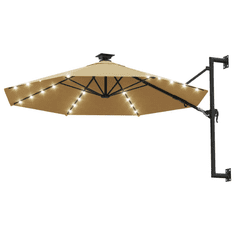 Vidaxl tópszínű fali napernyő LED-ekkel és fémrúddal 300 cm (312525)