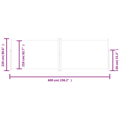 Vidaxl antracitszürke behúzható oldalsó napellenző 220 x 600 cm (318014)