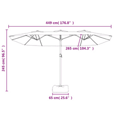 Vidaxl homokfehér dupla tetős napernyő 449x245 cm (362945)