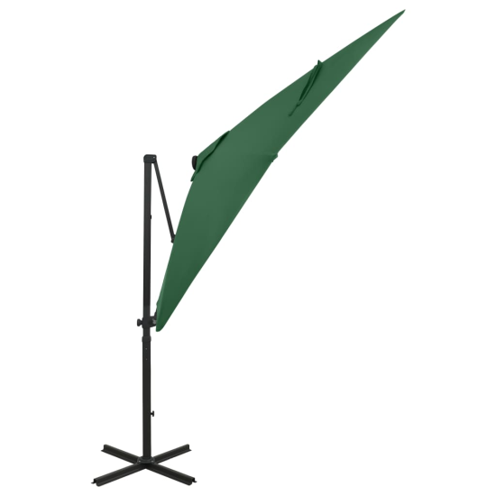 Vidaxl zöld konzolos napernyő rúddal és LED-fényekkel 250 cm (312321)
