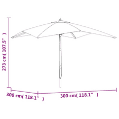 Vidaxl antracitszürke kerti napernyő fa rúddal 300x300x273 cm (363193)