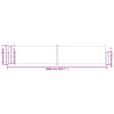 Vidaxl piros behúzható oldalsó napellenző 220 x 1000 cm (318053)