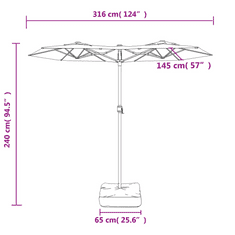Vidaxl antracitszürke dupla tetős LED-es napernyő 316x240 cm (362971)