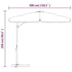 Vidaxl antracitszürke kültéri napernyő acélrúddal 300 x 250 cm (47314)